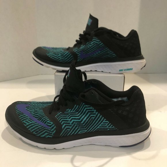 Nike Women FS Lite Run 3 844670-001 Size 7, Black Blue Running Shoes - Picture 1 of 9